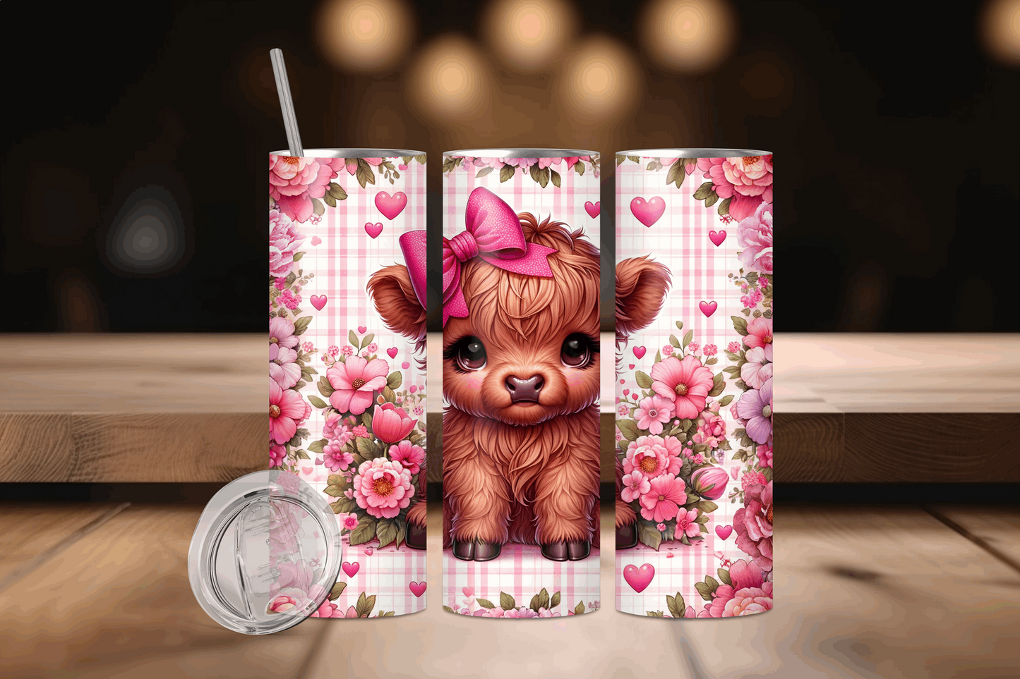 20oz Little Cow with Pink Bow Tumbler