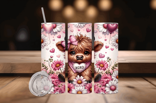 20oz Little Valentines Day Cow XoXo Tumbler