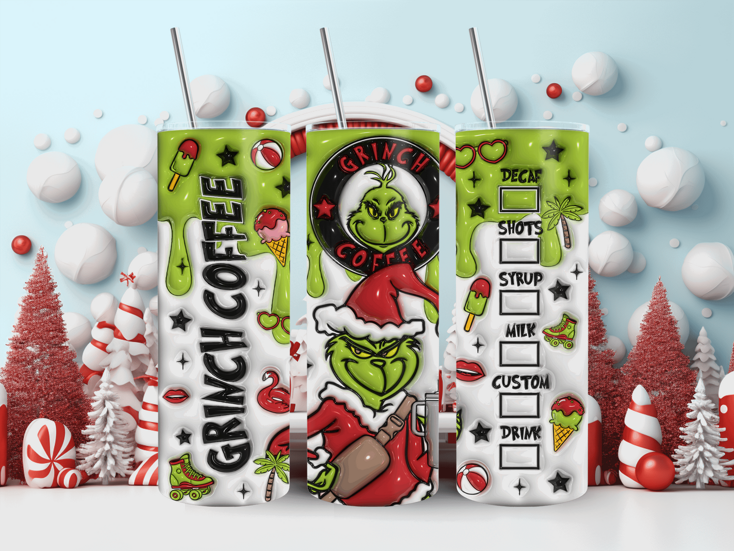 20oz Grinch Coffee with green Drip