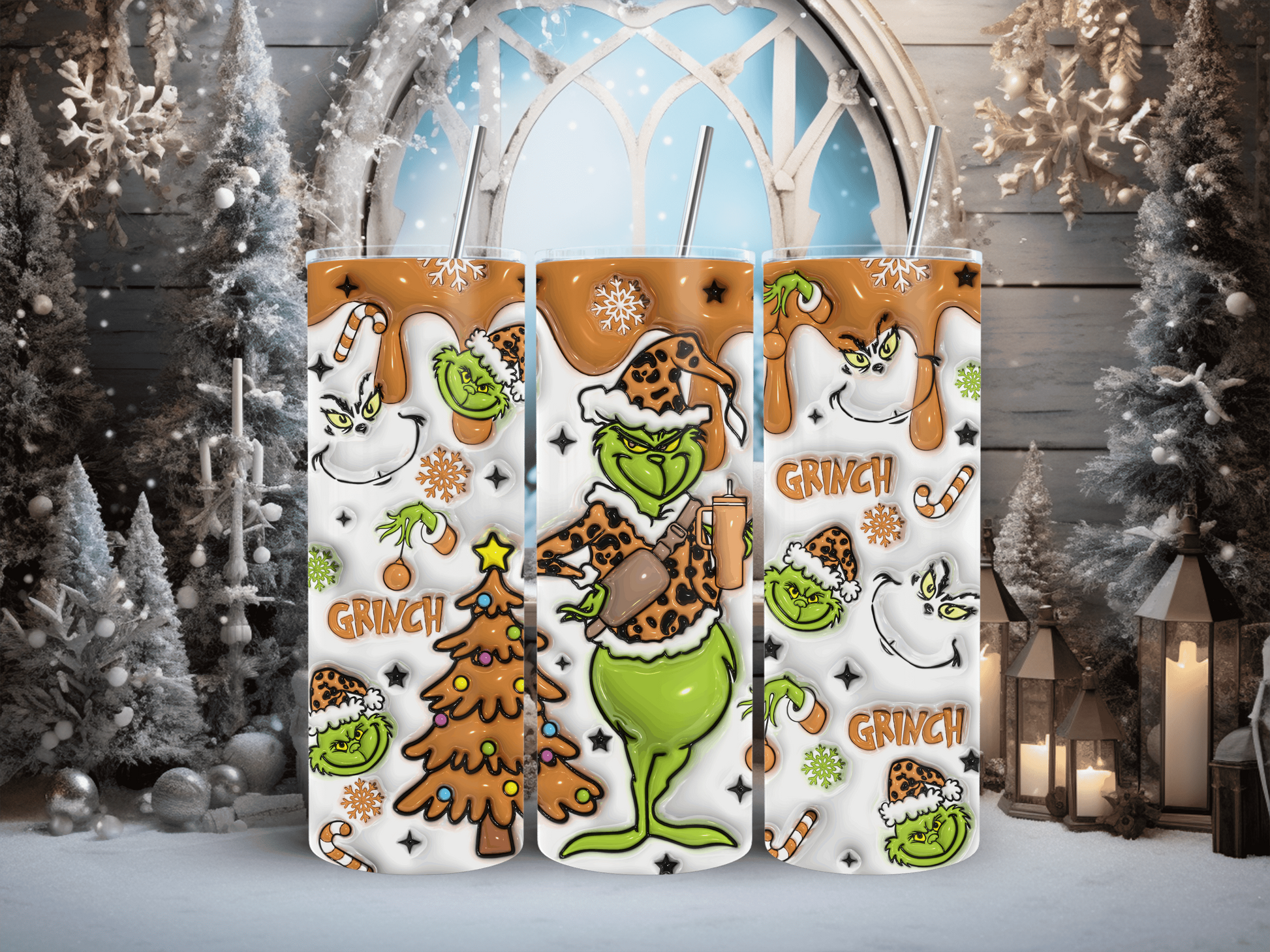 20oz Bubble Leopard Print Grinch