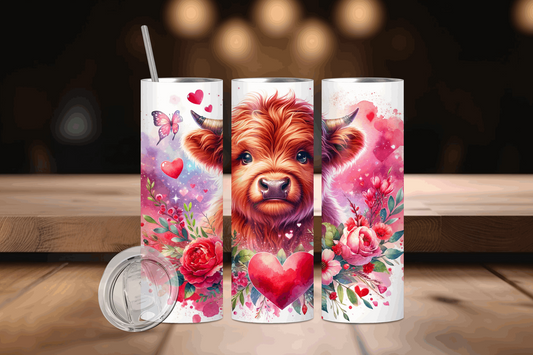 20oz Valentine's Day Cow with Red Heart Tumbler