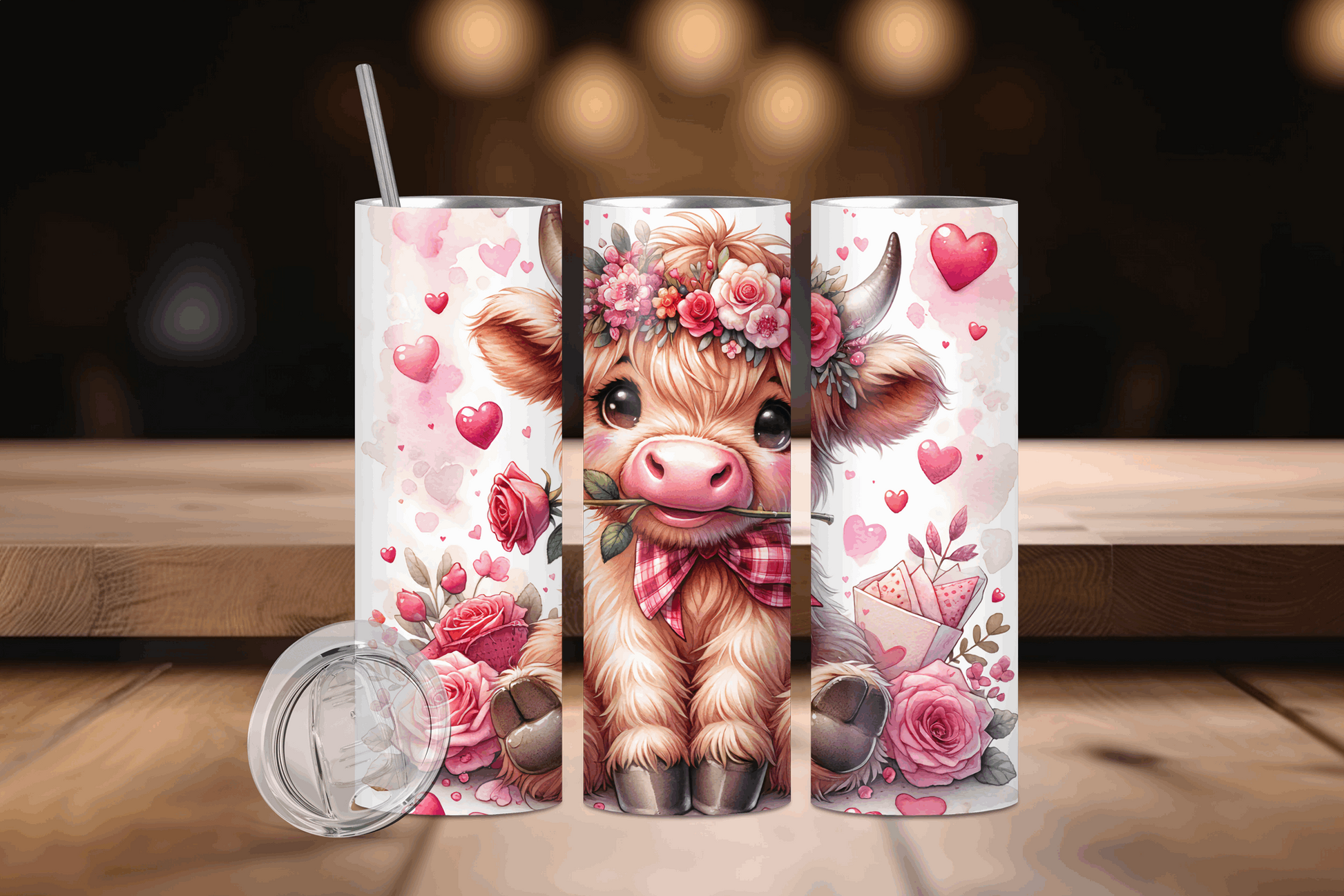 20oz Little Cow Sitting in Flowers Tumbler