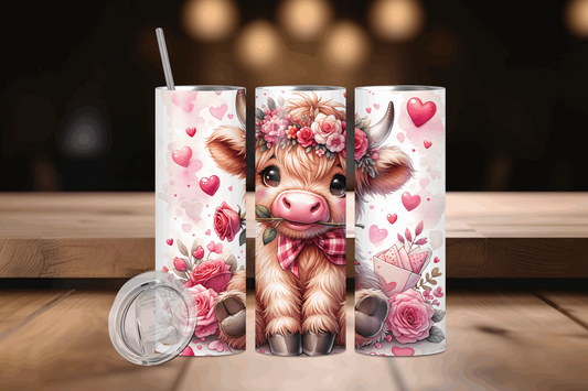 20oz Little Cow Sitting in Flowers Tumbler