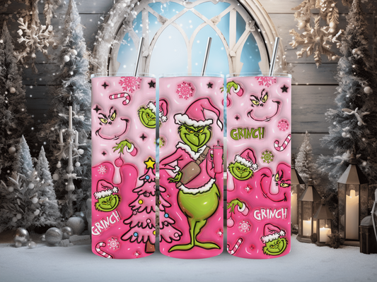 20oz Pink Bubble Grinch