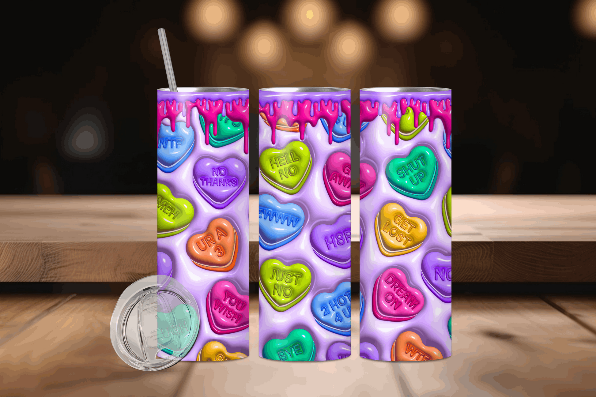 20oz Candy Hearts With Drip Tumbler