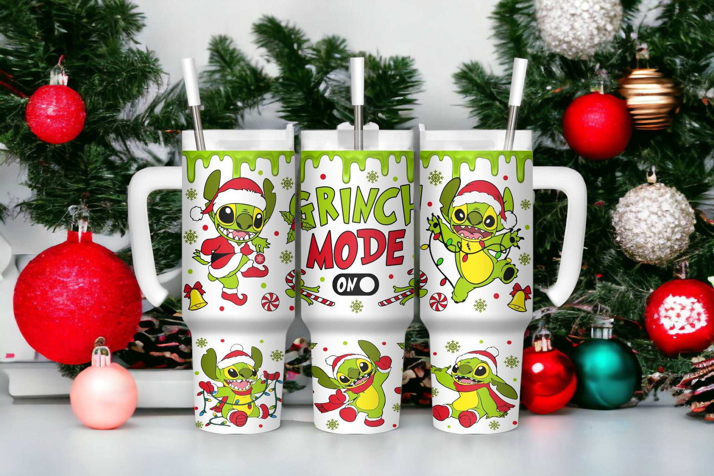 20os Tumbler with Handle Grinch Mode Green Alien