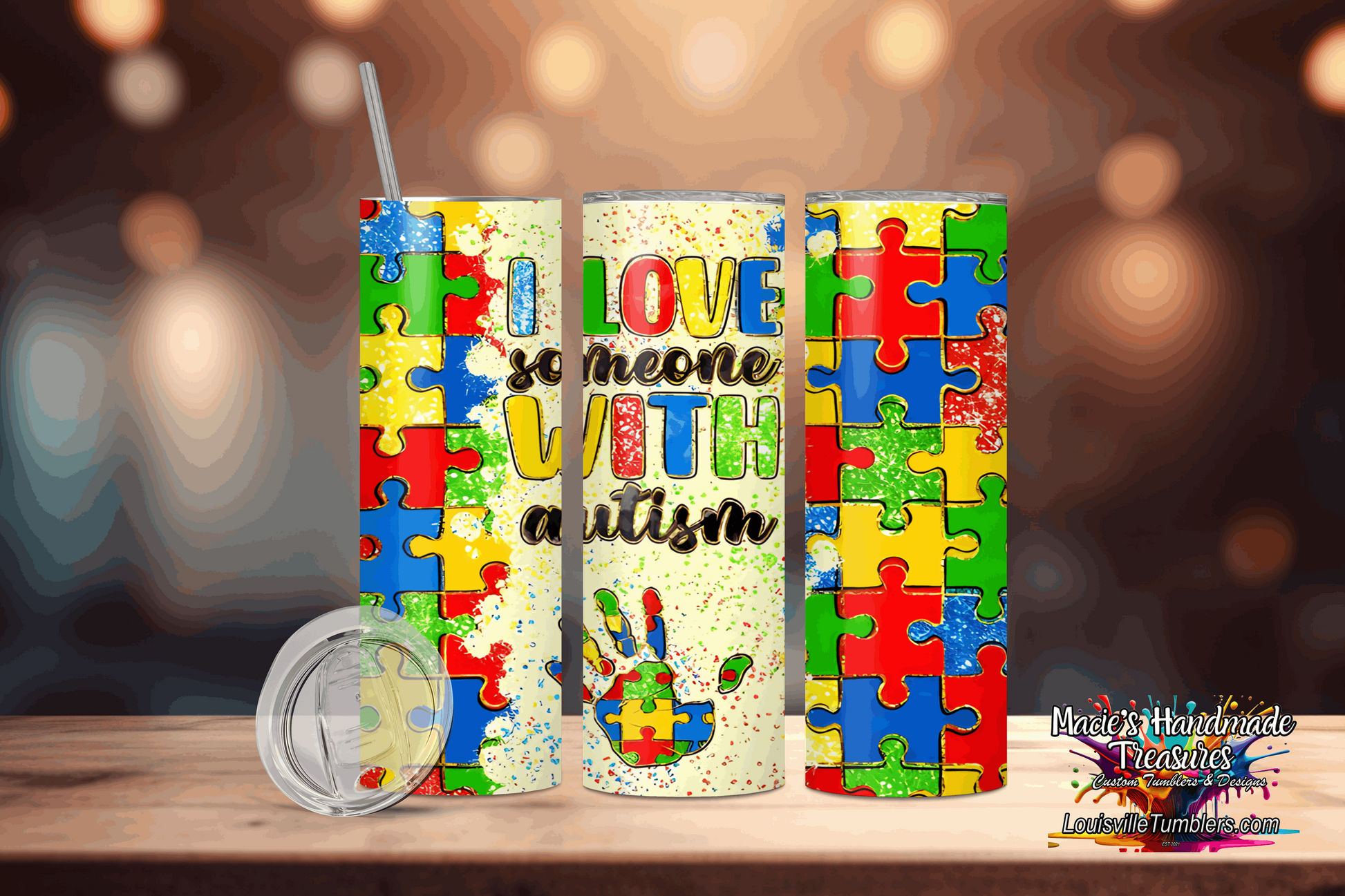 20 oz Autism I Love Someone Tumbler