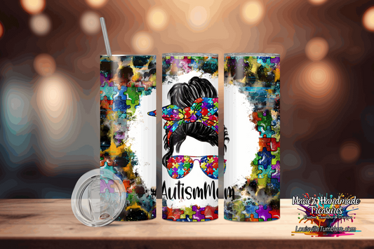 20 oz Autism MoM Cheetah Tumbler