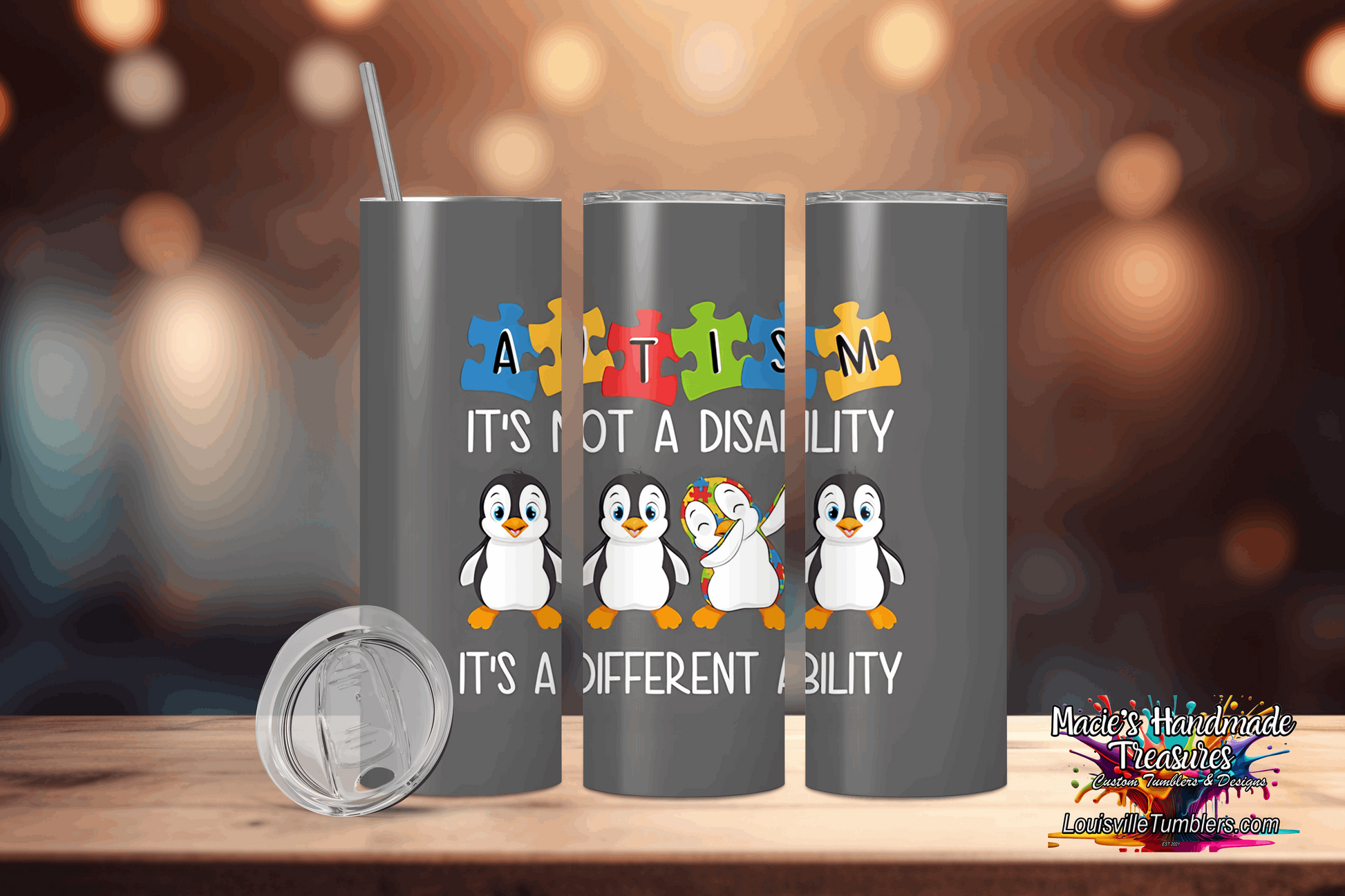 20 oz Autism Penguins Tumbler