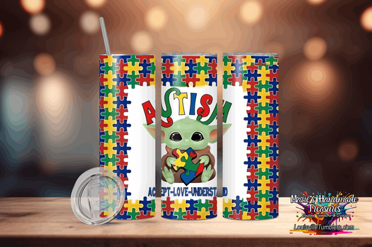 20 oz Autism Baby Yoda Tumbler