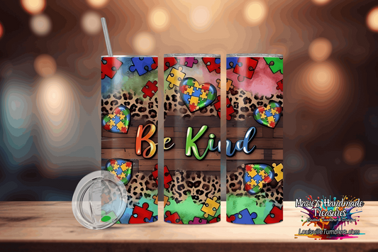 20 oz Autism Be Kind Cheetah Tumbler