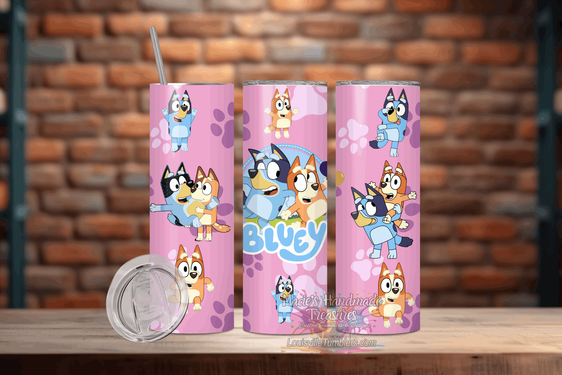 20 oz Bluey with Pink BG Tumbler