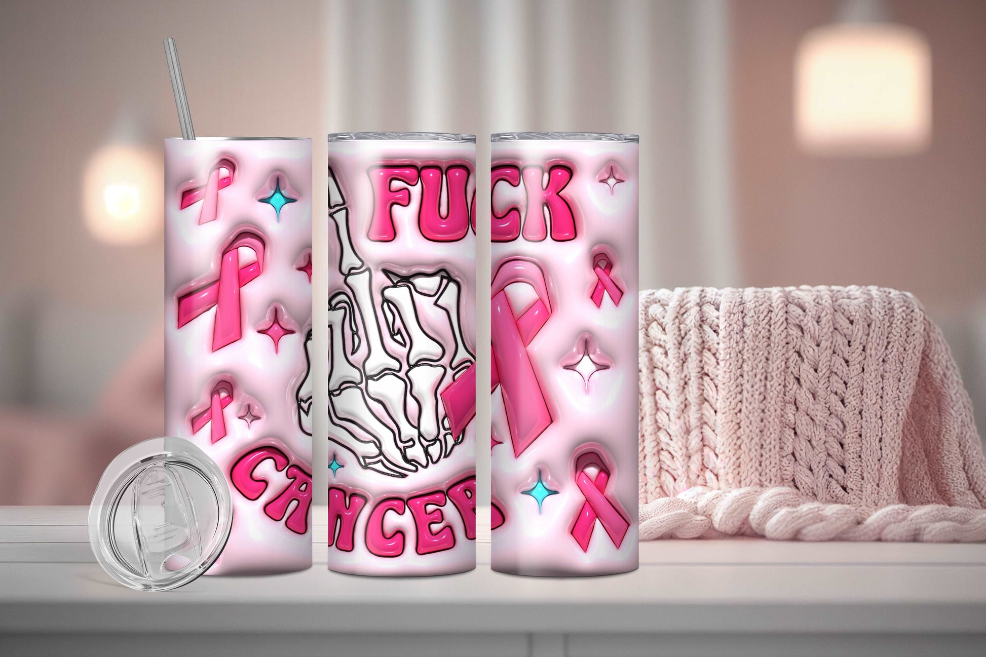 20 oz Bubble F?ck Cancer Awareness Tumbler