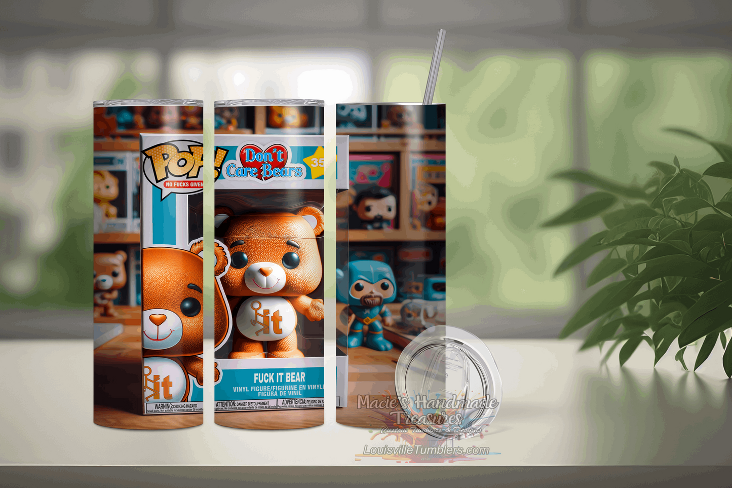 20 oz Don' Care Bear F?ck It Bear Tumbler