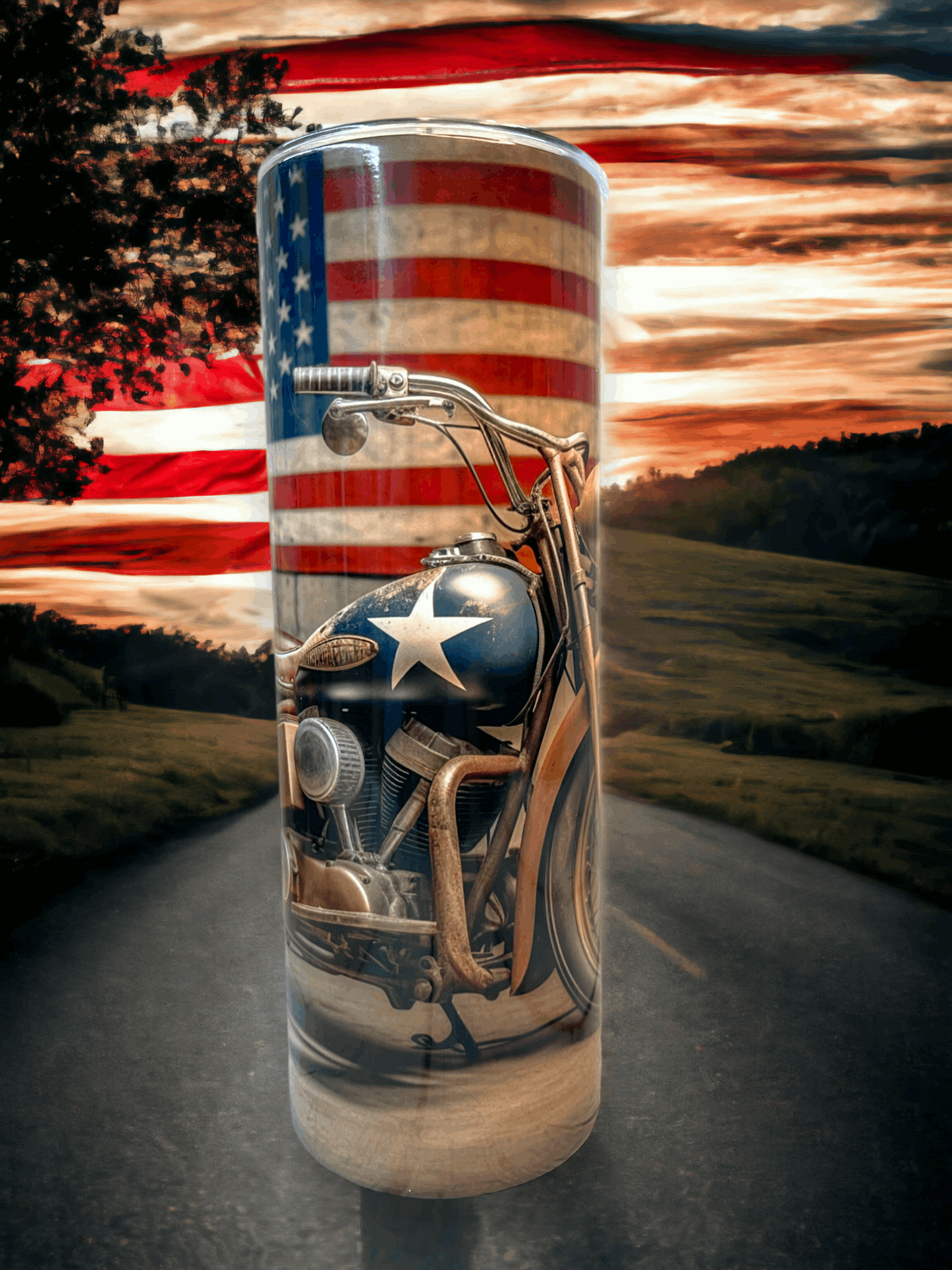 20 oz American Motorcycle Tumbler