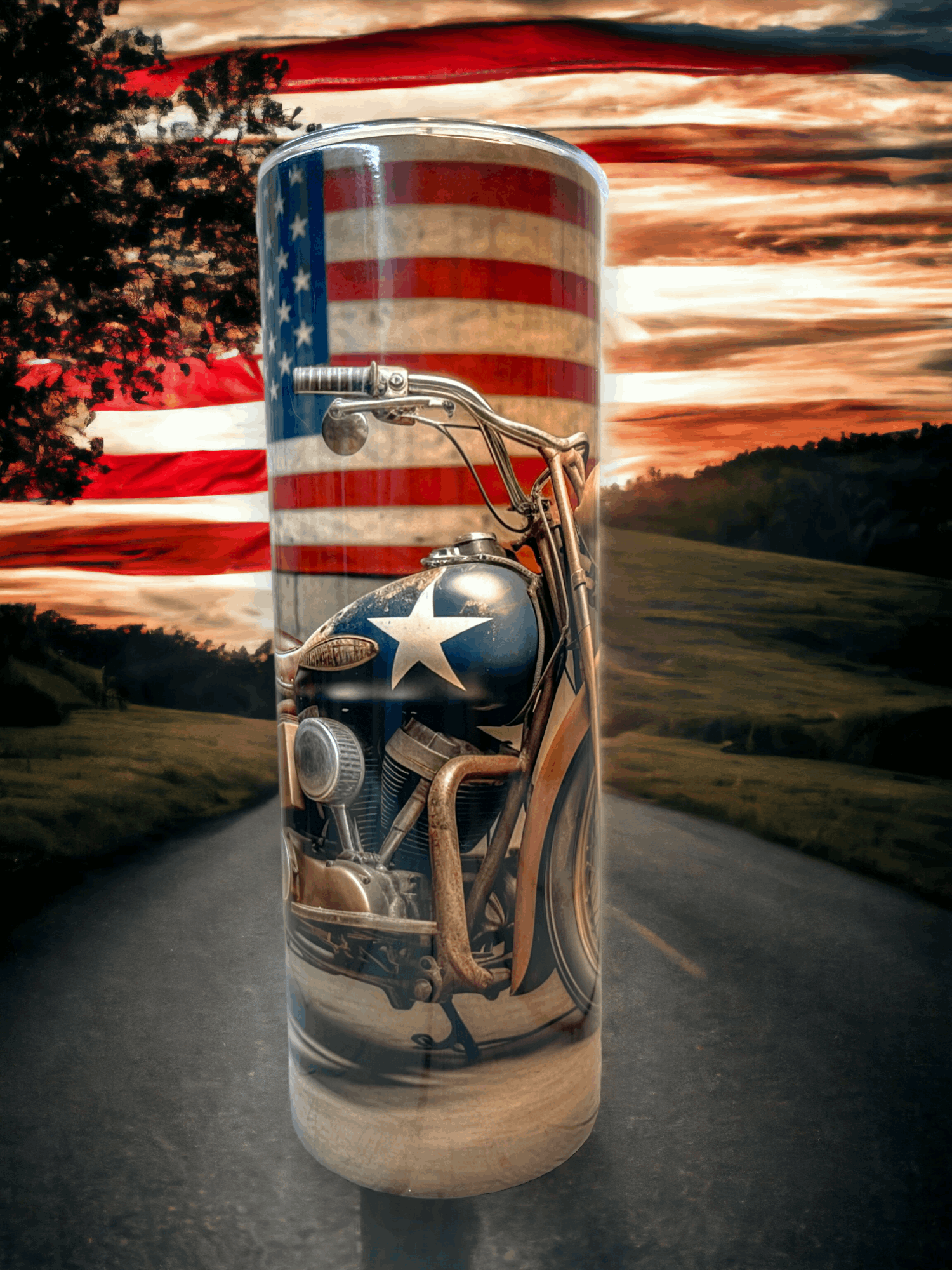 20 oz American Motorcycle Tumbler