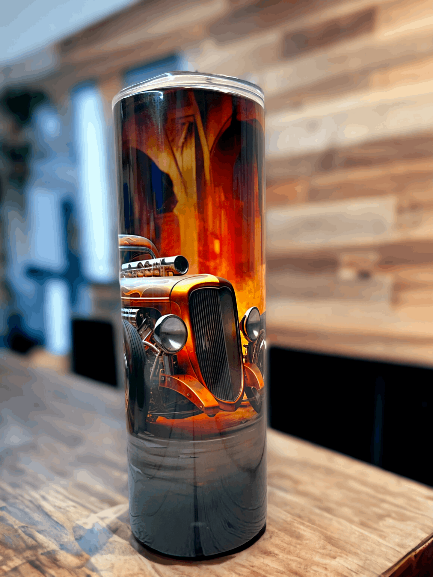 20 oz Stret Rod with Flames Tumbler