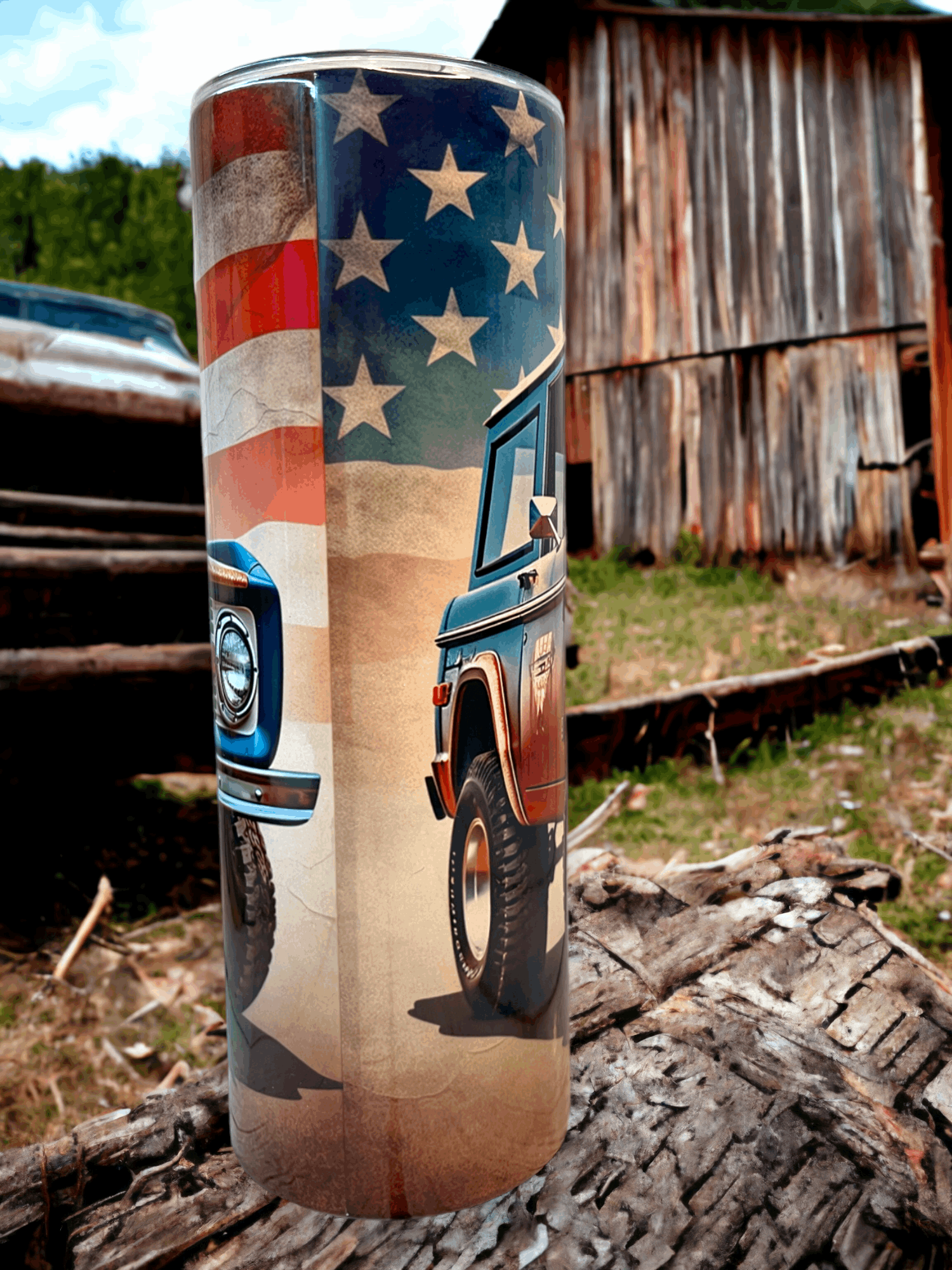 20 oz Old Ford Bronco with American Flag Tumbler