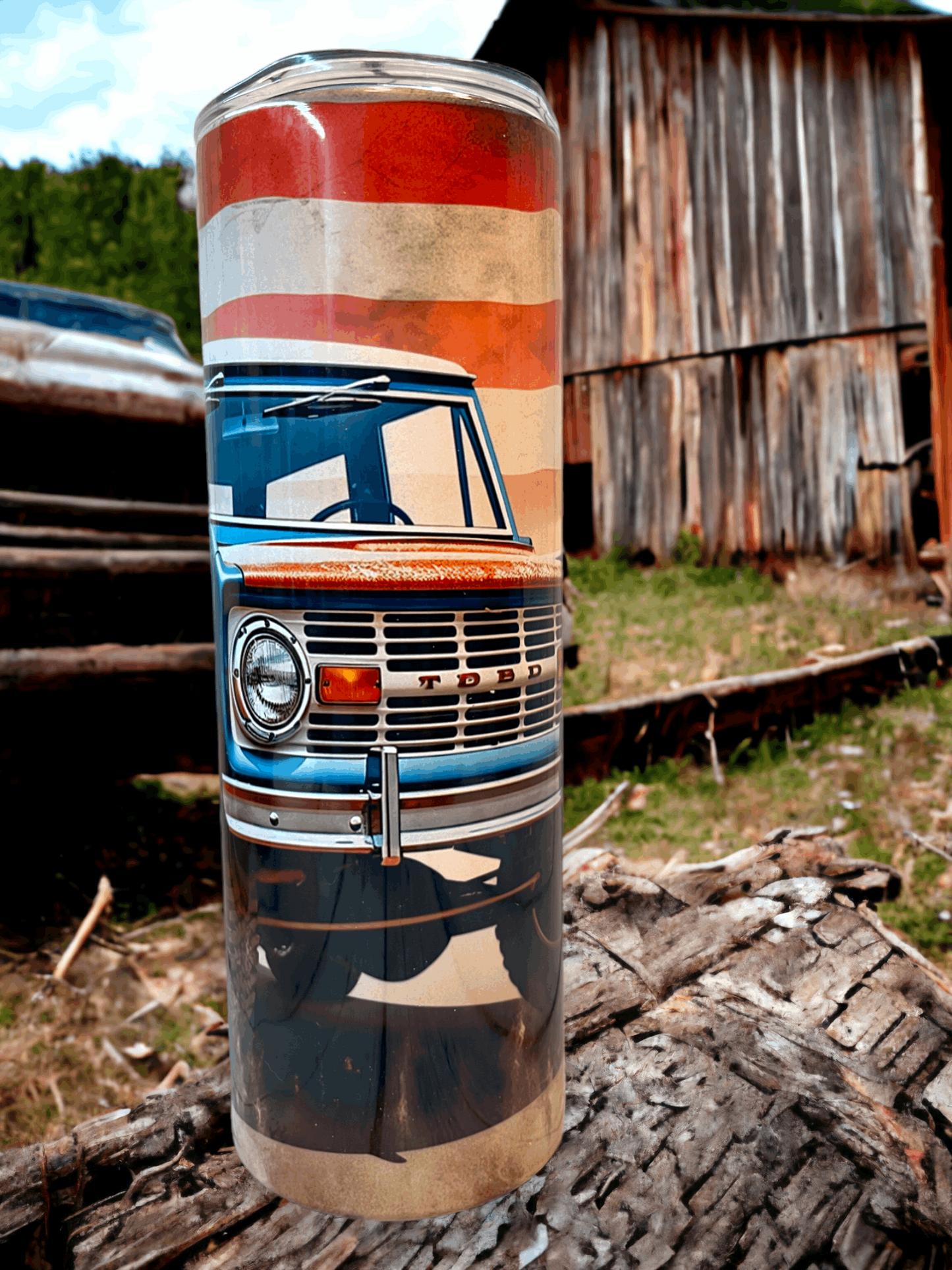 20 oz Old Ford Bronco with American Flag Tumbler