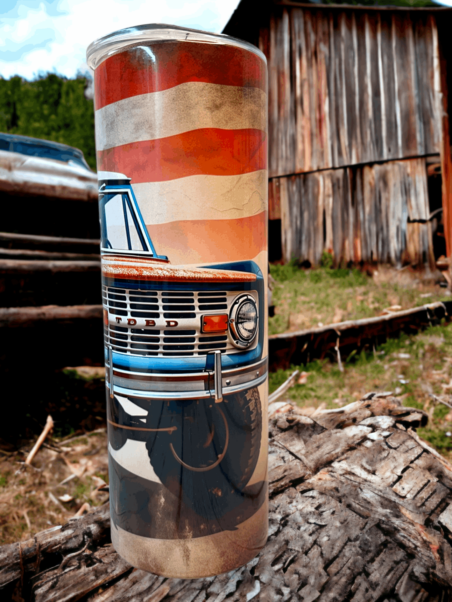 20 oz Old Ford Bronco with American Flag Tumbler