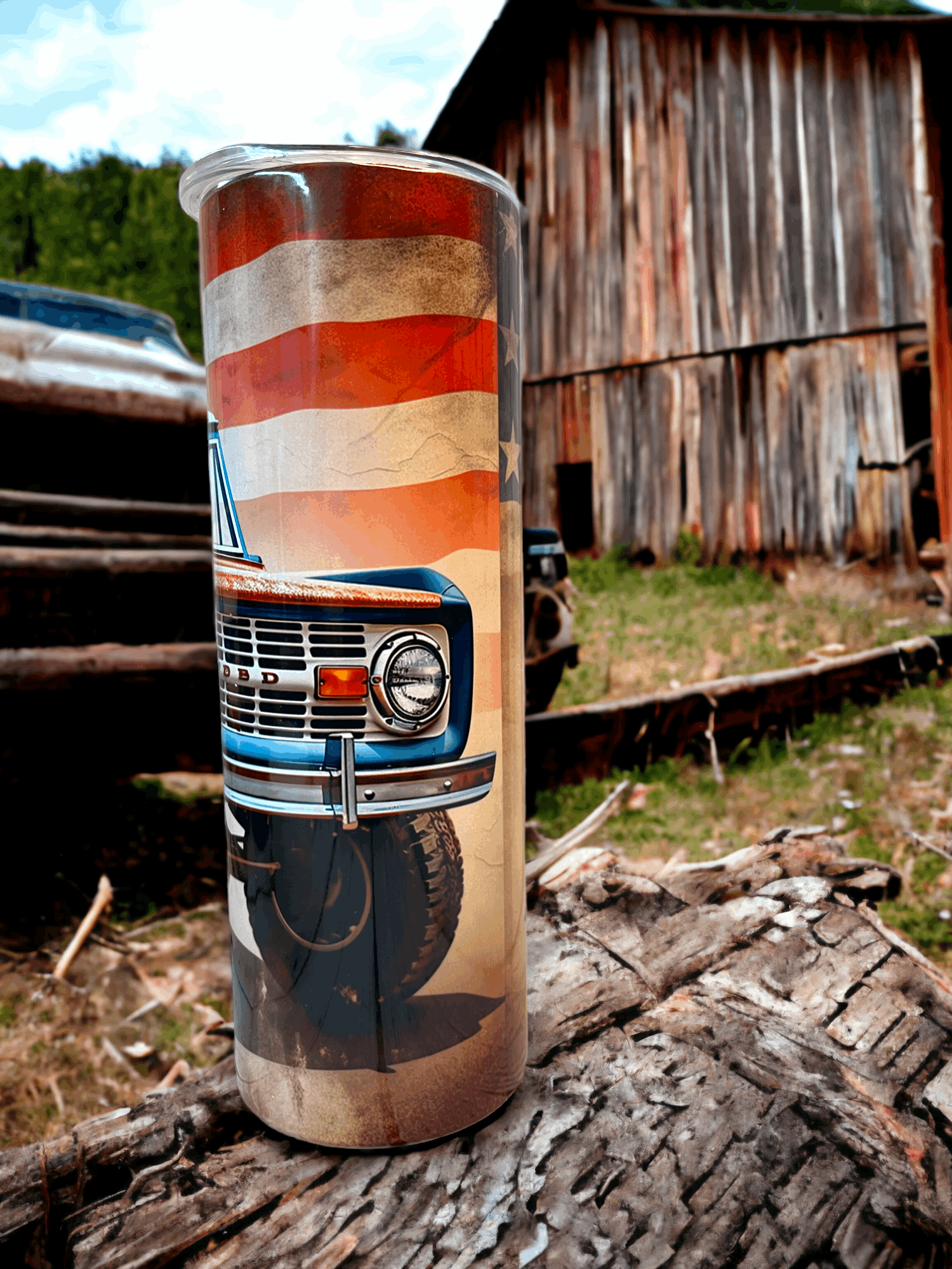 20 oz Old Ford Bronco with American Flag Tumbler