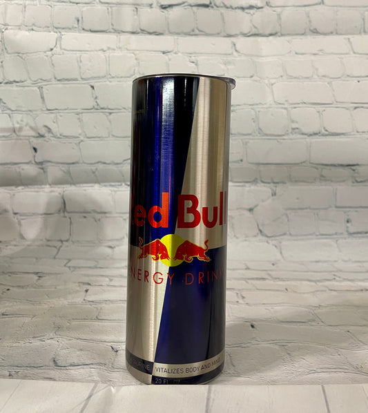 20 oz Red Bull on a Stainless Steel Clear Tumbler