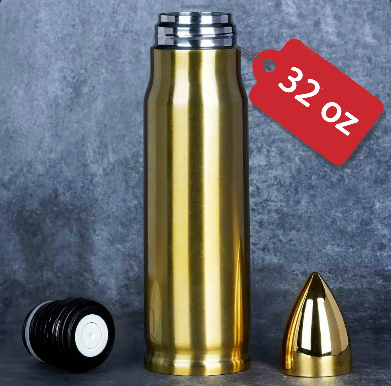 32 oz Brass Bullet Thermos