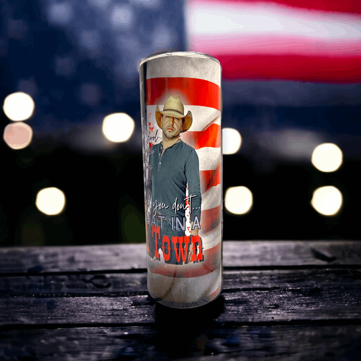 20 oz Jason Aldean Try that in a small Town Tumbler Flag