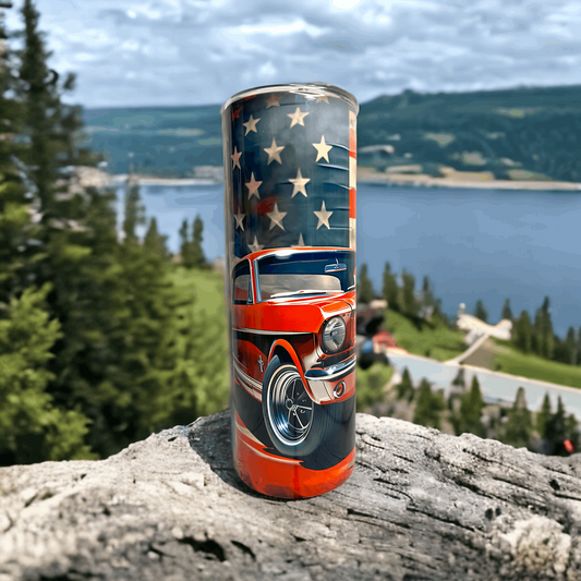 20 oz 1965 Mustang with American Flag tumbler