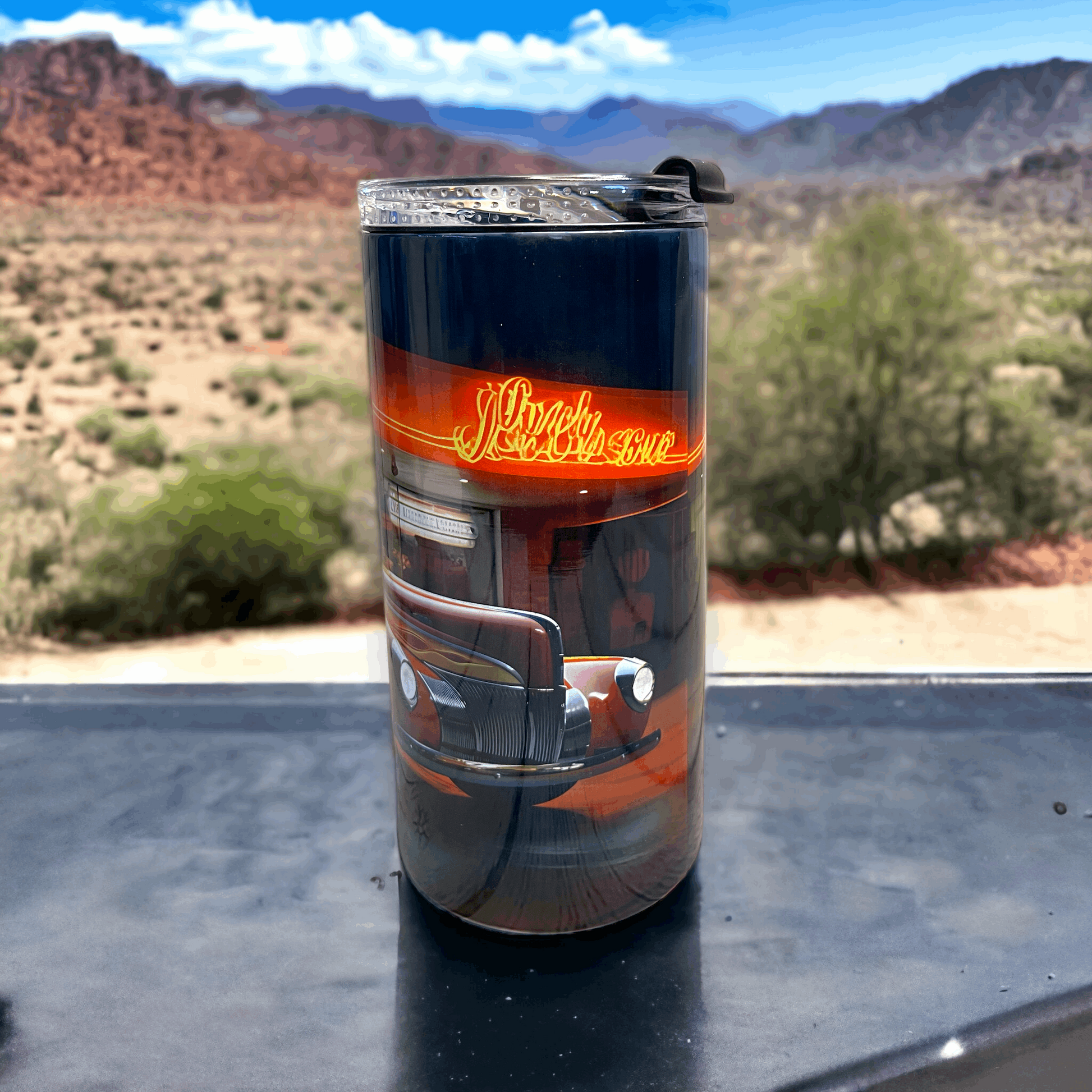 4 in 1 Can/Bottle Koozie Hot Rod with Flames