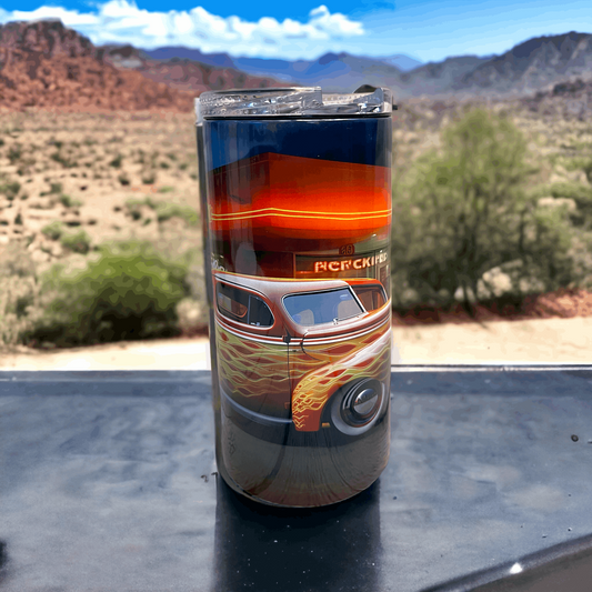 4 in 1 Can/Bottle Koozie Hot Rod with Flames