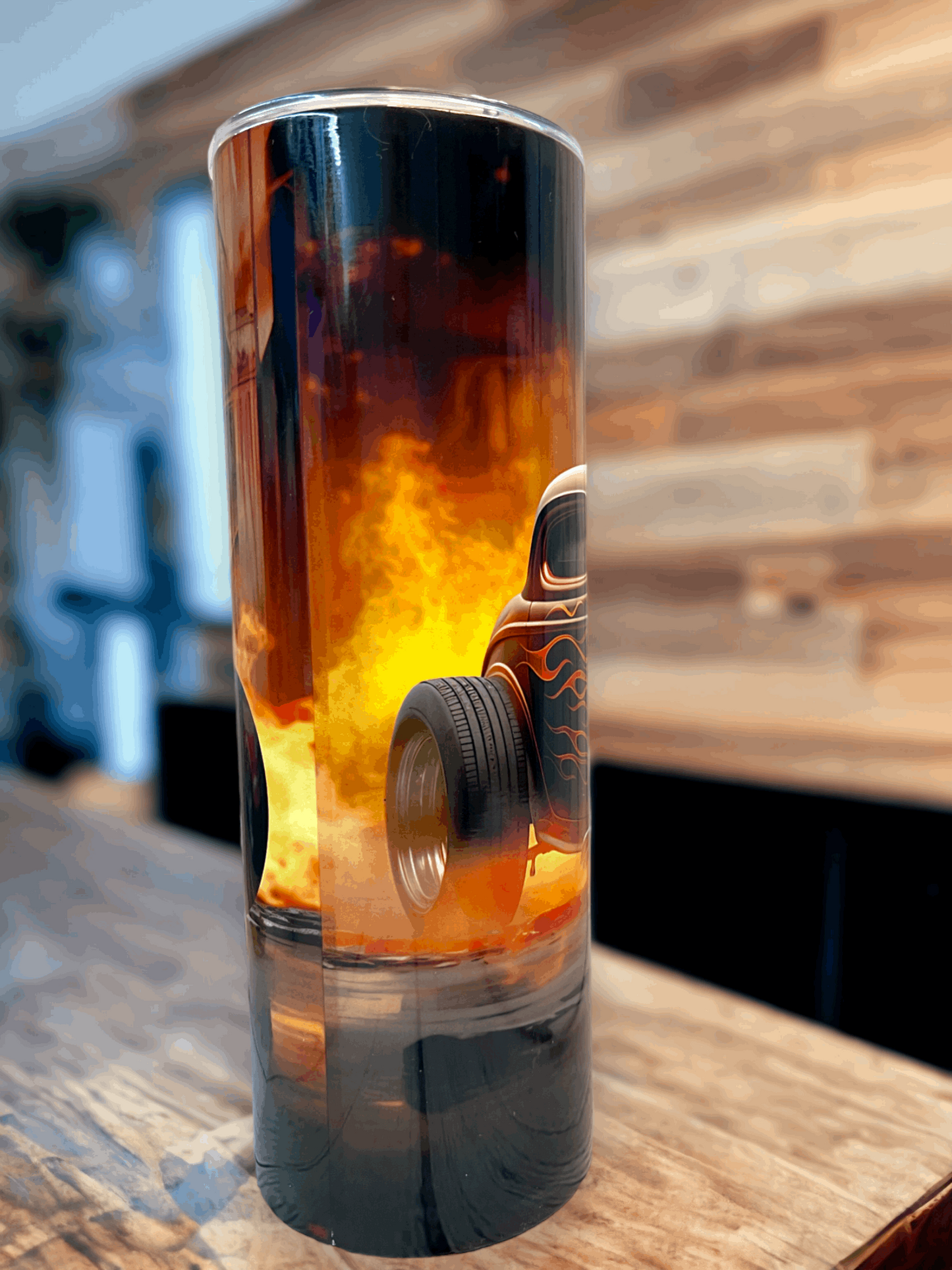 20 oz Stret Rod with Flames Tumbler