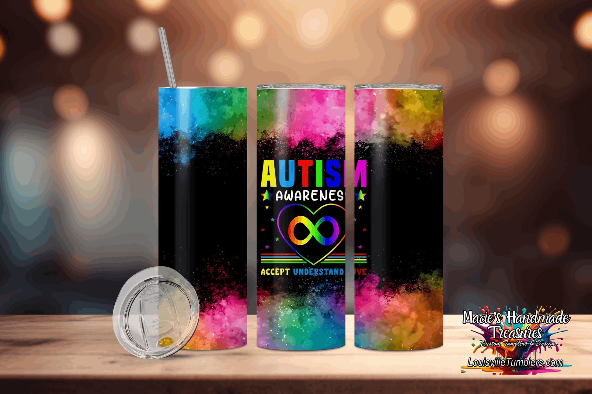 20 oz Autism Awareness Color Run Tumbler