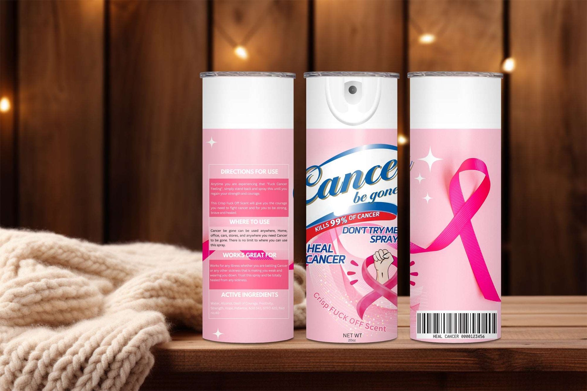 20 oz Cancer Be Gone Pink Ribbon