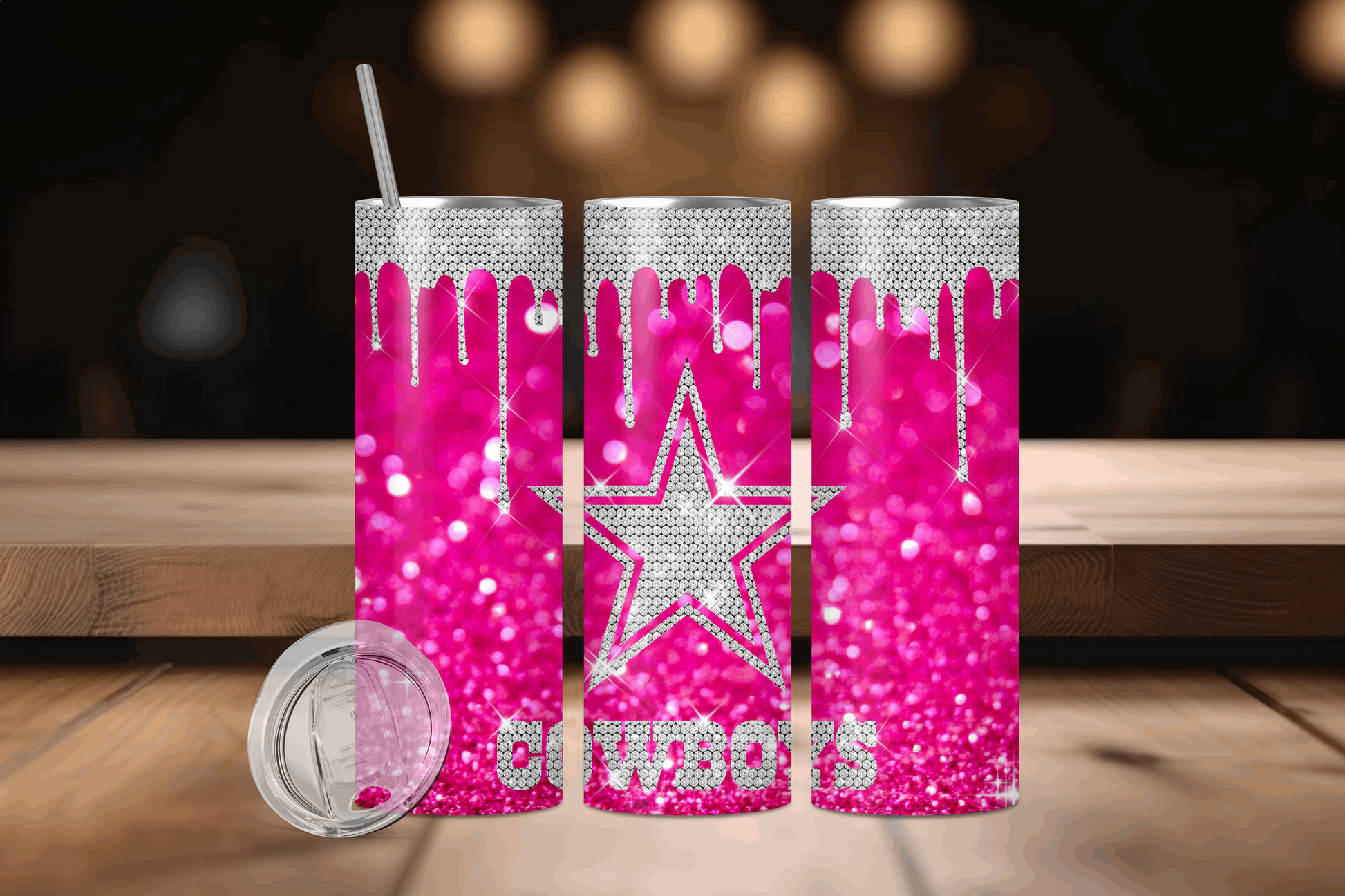 20oz Dallas Cowboys Pink Glitter