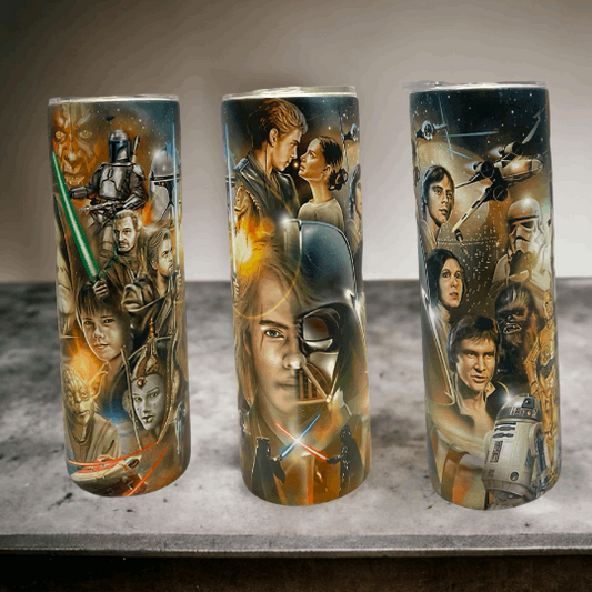 20oz Tumbler, Star Wars, Luke, R2D2, Chewy,C3PO