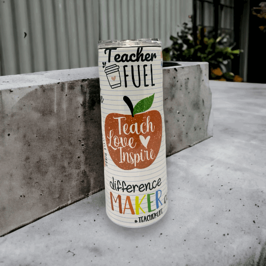 20oz Tumbler Teacher, Apple, Teacher Fuel