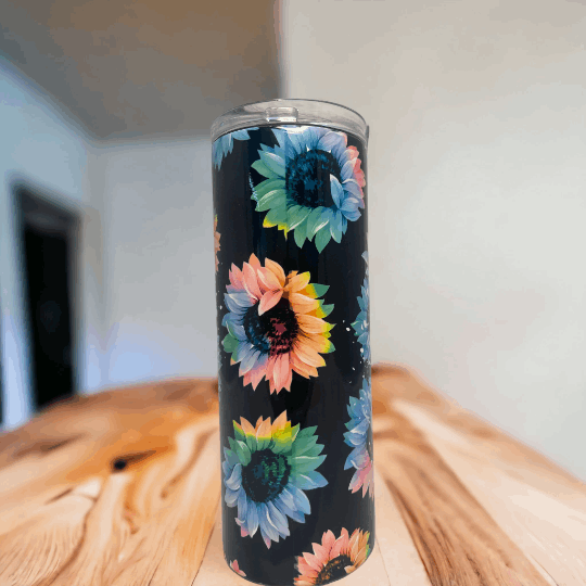 20oz Tumbler, #Mom Life, Sunlowers,