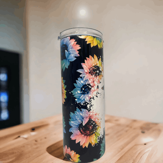 20oz Tumbler, #Mom Life, Sunlowers,