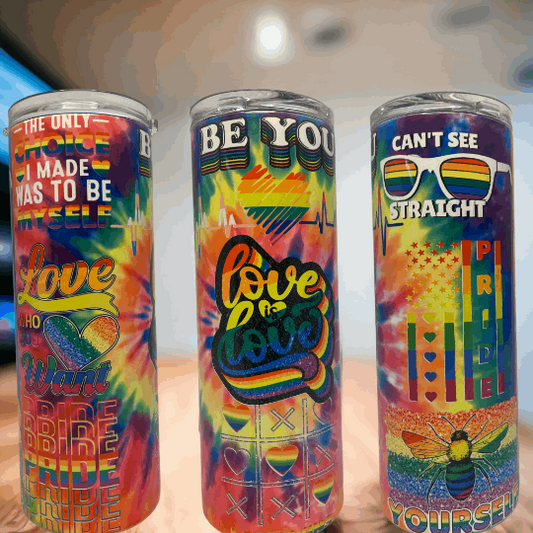 20oz Tumbler, Gay Pride, Rainbow Flag, LGBT, Love is Love