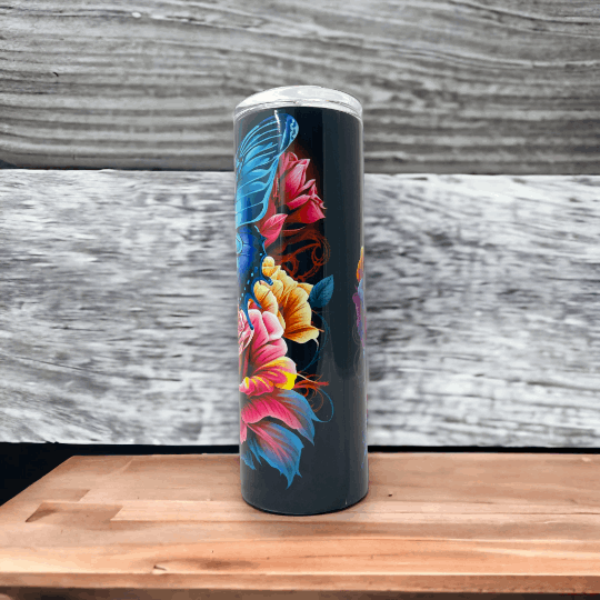 20oz Tumbler Butterfly,Flowers,Neon Colors