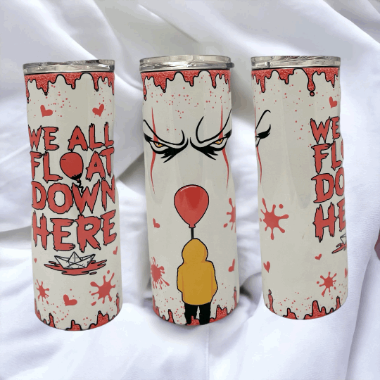 20oz Tumbler, IT, Red Balloon, Pink, Halloween, Horror, Scary