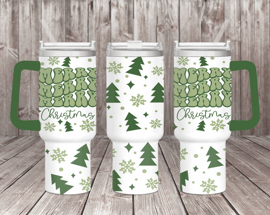 40oz Tumbler Merry Christmas Trees