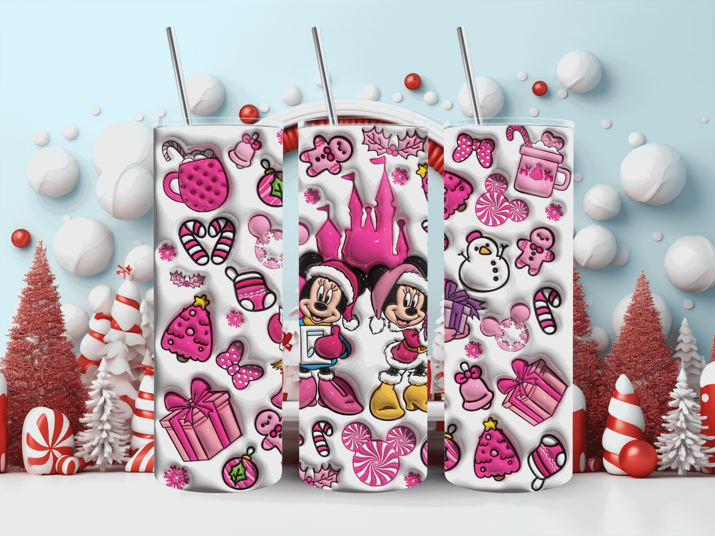 20oz Mickey&Minnie Christmas Pink