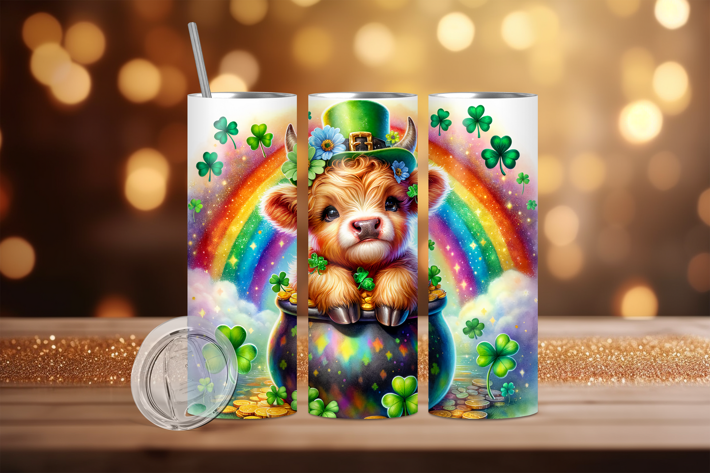 20oz St Patrick's Day cow in a Pot of Gold