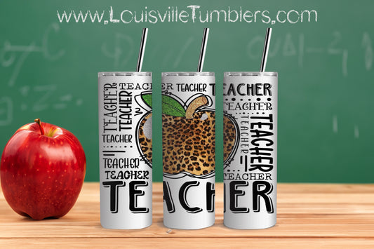 20 oz Teacher Leopard Apple