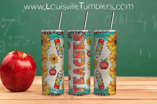 20 oz Teacher Sunflower's